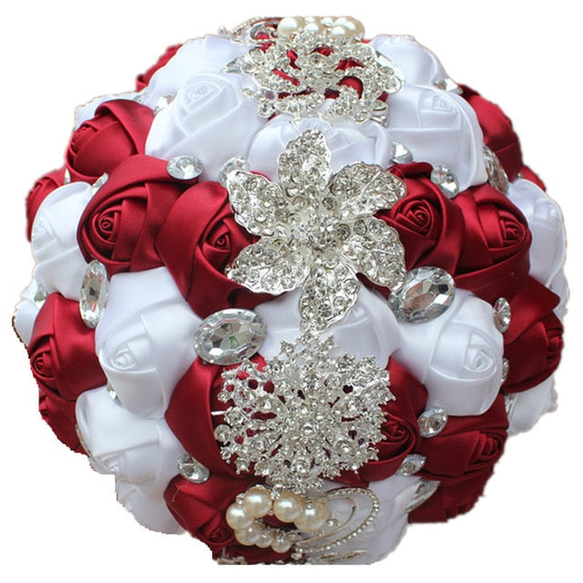 Bouquet de Mariée Éternel – Roses, Cristaux & Strass