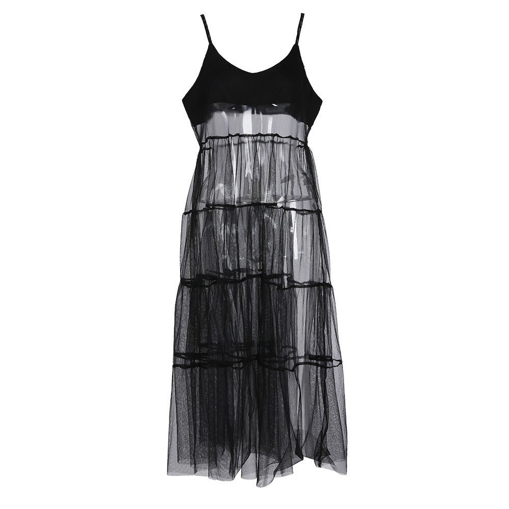 Robe Voile Noire à Superposer – Ombres en Cascade