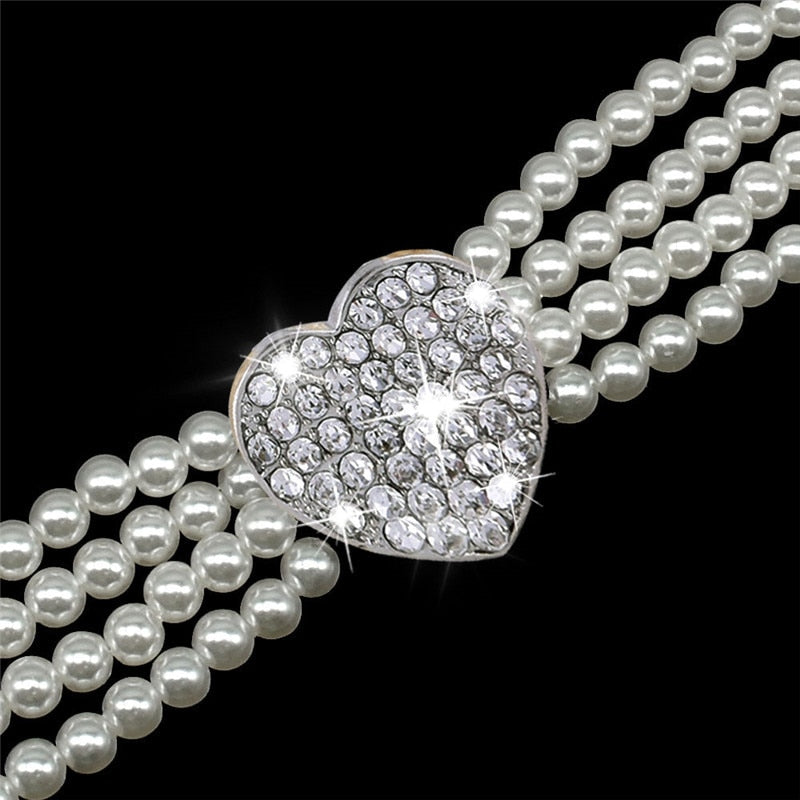 Collier de Perles au Cœur Scintillant — Chien & Chat