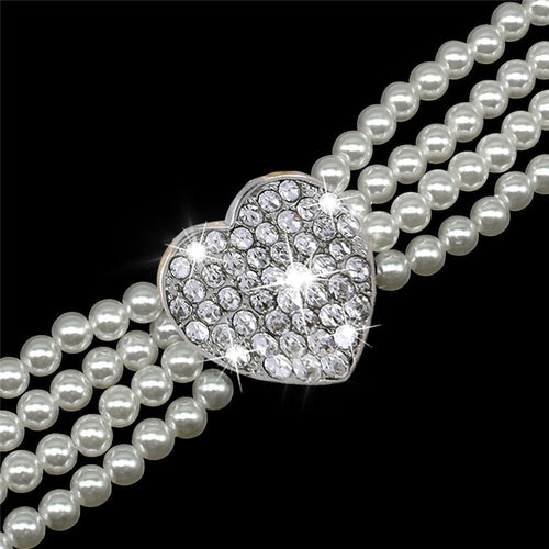 Collier de Perles au Cœur Scintillant — Chien & Chat