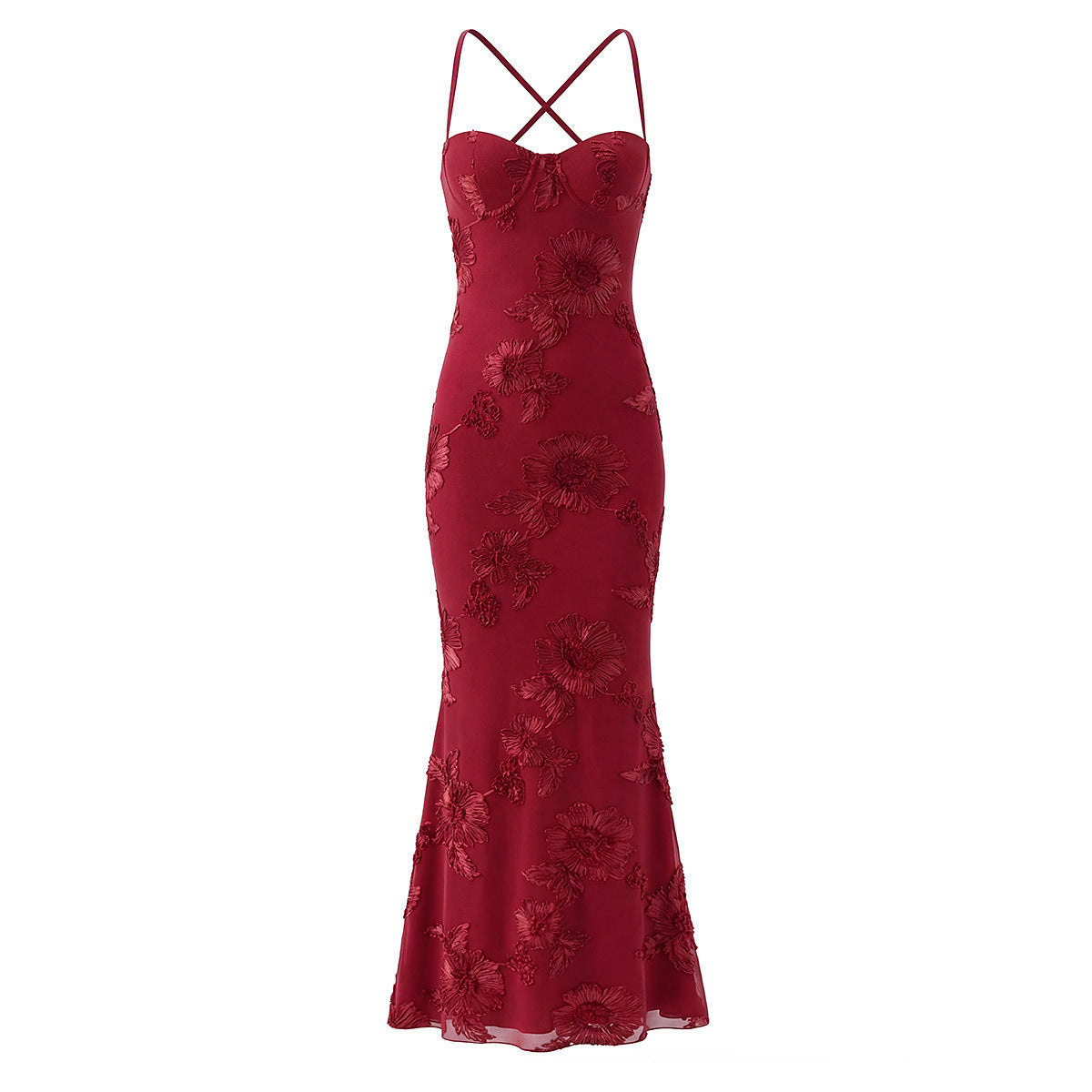 Robe Écarlate de la Nuit – Dentelle Gothique Corsetée