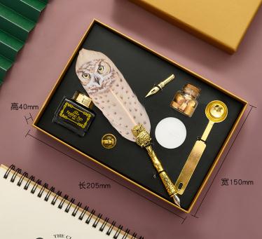 Coffret d’écriture mystique Chouette – Plume & Encrier