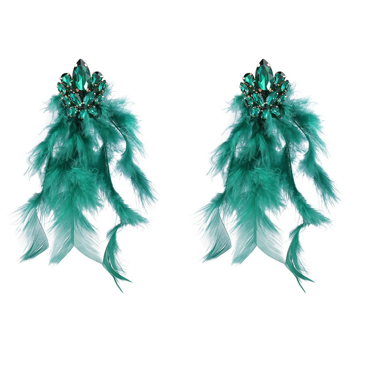 Boucles d’Oreilles Plumes & Cristaux – Éclat Bohème