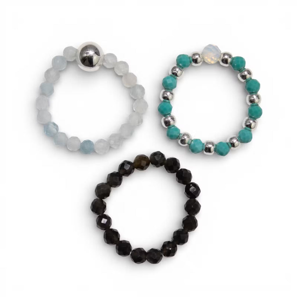Endless Ocean – Set de 3 Bagues en Pierres Naturelles