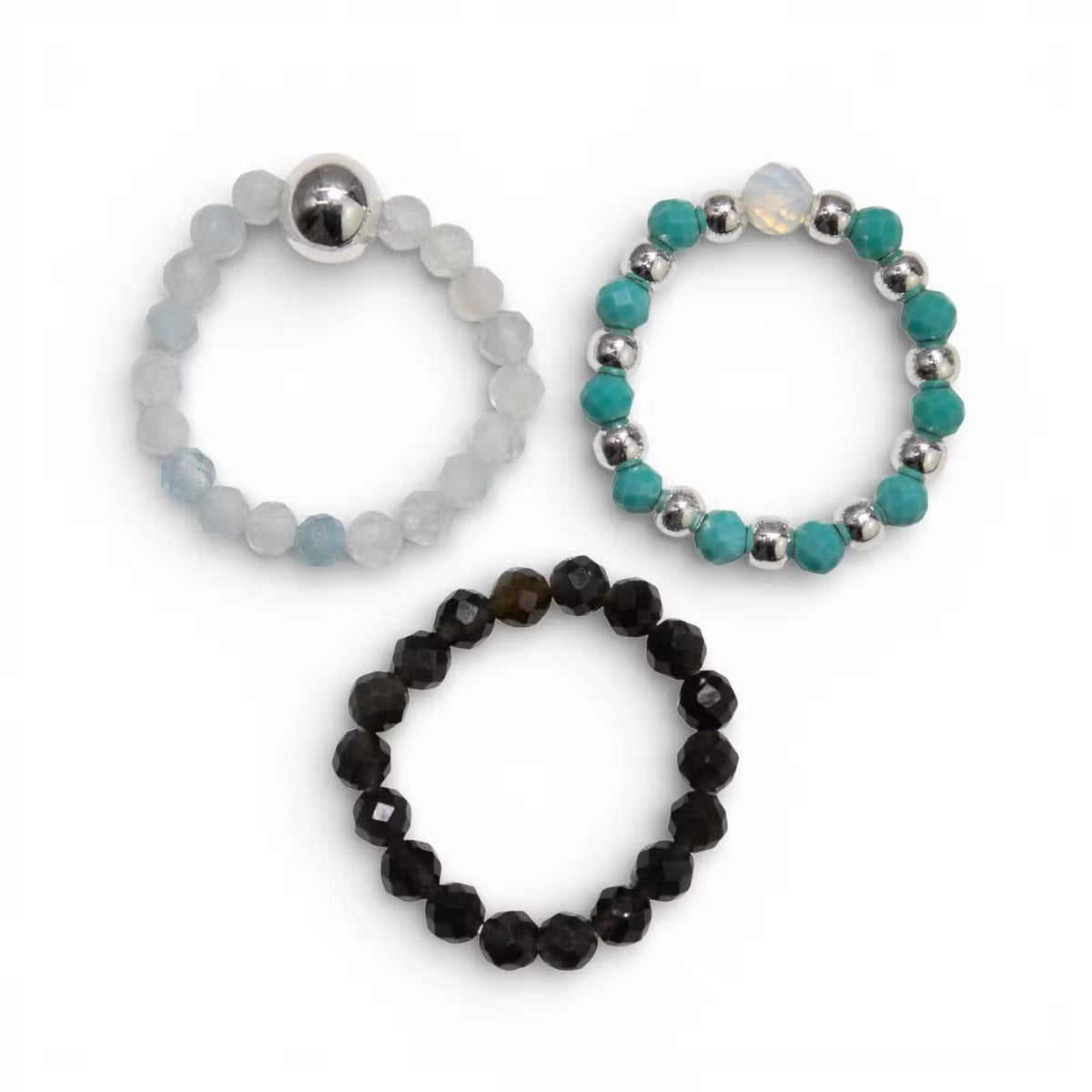 Endless Ocean – Set de 3 Bagues en Pierres Naturelles