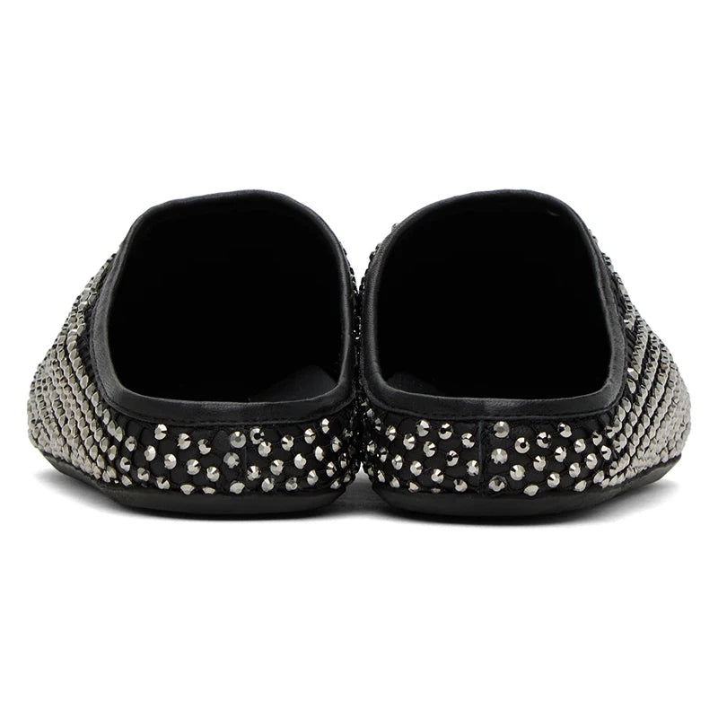Mules Éclat de Givre – Strass Noirs & Cristal