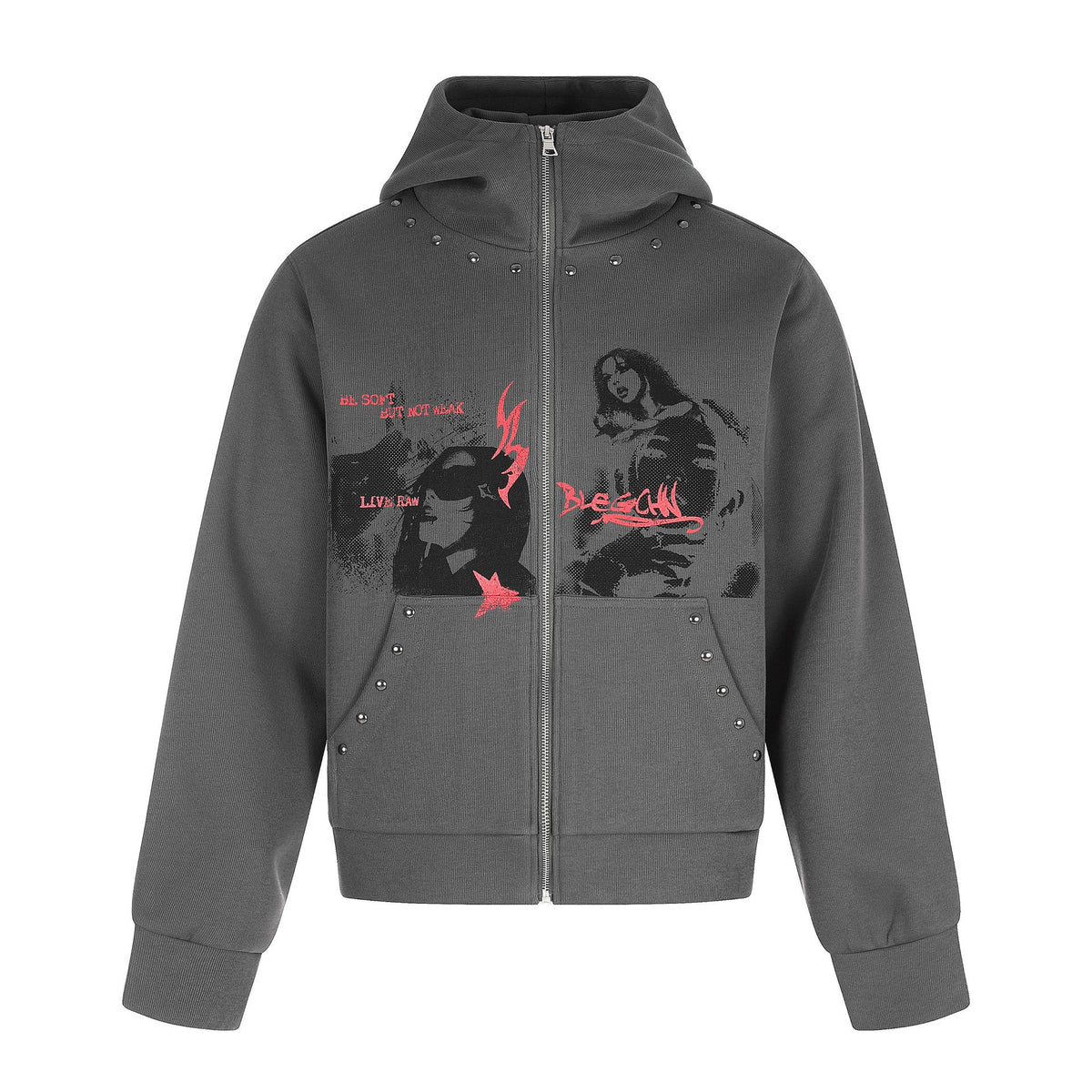 Hoodie Homme de l’Ombre – Gris anthracite & rouge