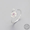 Bague Fleur de Prunier – Argent 925, Zircons & Émail