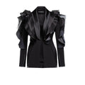 Blazer Nocturne à Volants Sculptés – Femme
