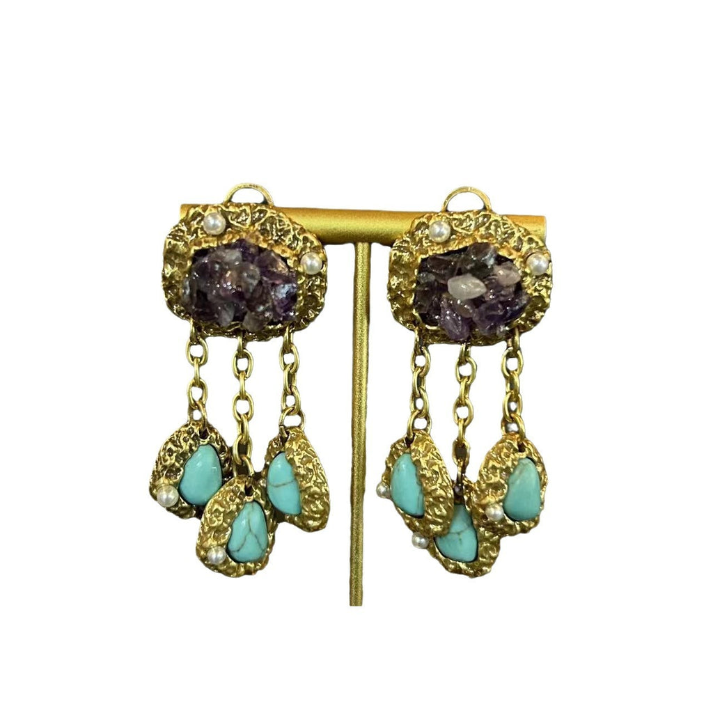 Les Larmes de Bohème — Boucles d’Oreilles Améthyste & Turquoise