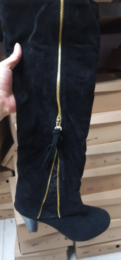 Bottes hautes bohème sombre à talon – Esprit sorcière nomade