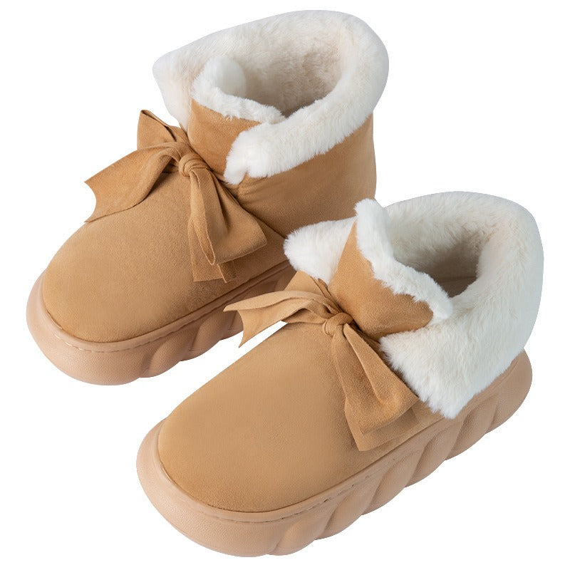 Bottines cocooning fourrées à nœud – semelle épaisse