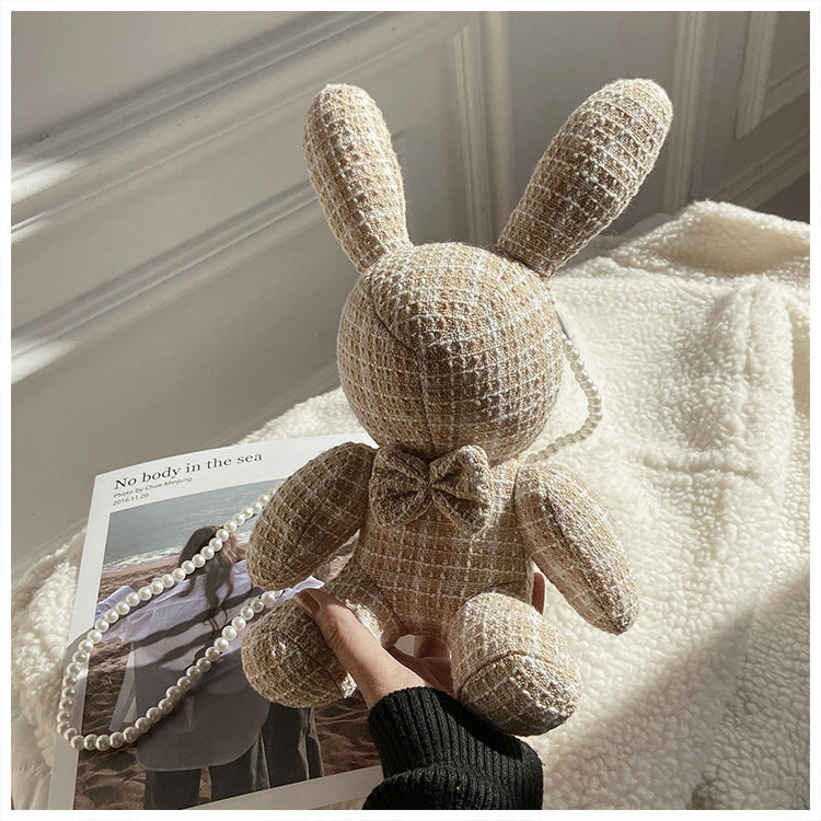 Sac Lapin des Ombres – Tissu Texturé & Chaîne Perlée
