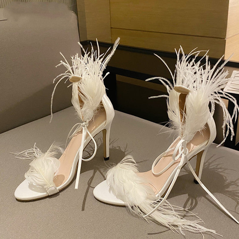 Sandales à Plumes – Talons des Anges Déchus