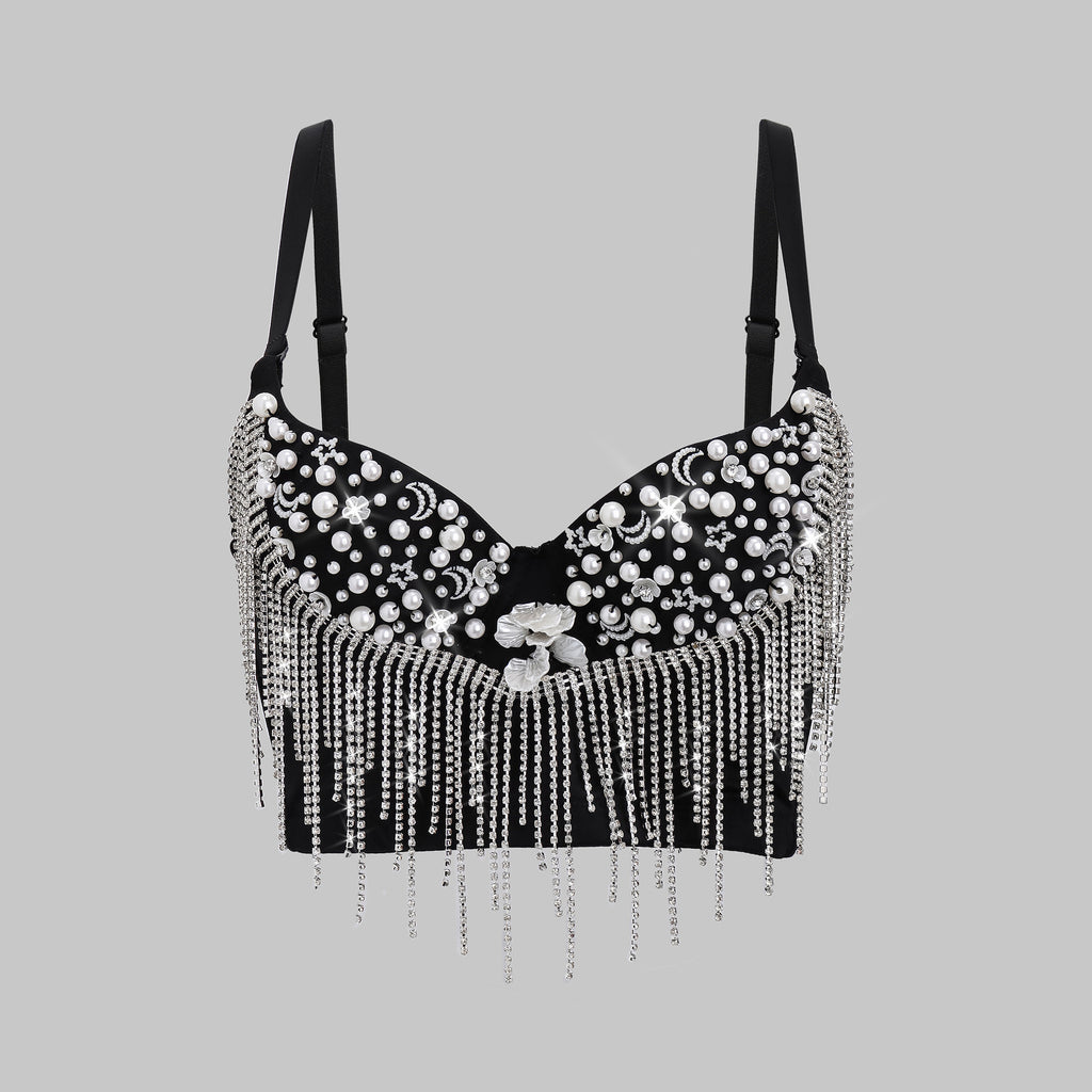 Bustier Écume de Minuit – Perles & Franges ». 🌙🥂