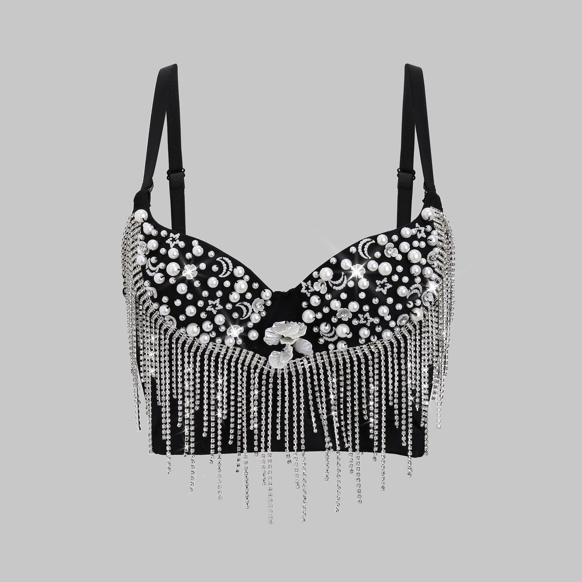 Bustier Écume de Minuit – Perles & Franges ». 🌙🥂