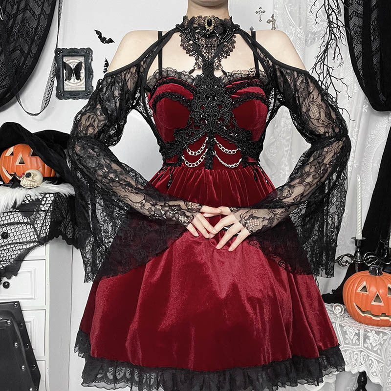 🎪 La Dompteuse Écarlate — Robe Gothique à Chaînes