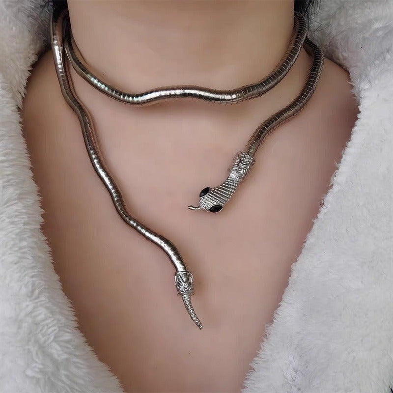 🐍 The Serpent's Embrace — Silver Snake Necklace