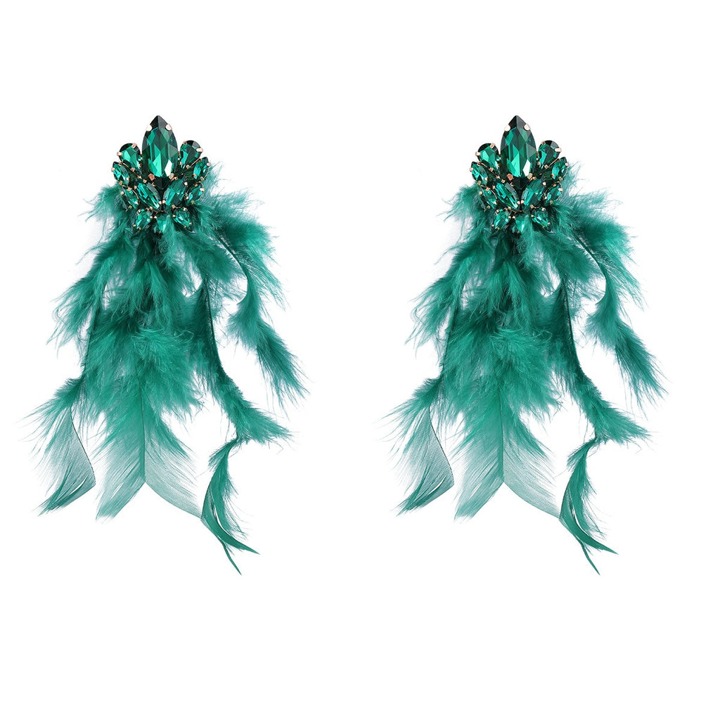 Boucles d’Oreilles Plumes & Cristaux – Éclat Bohème