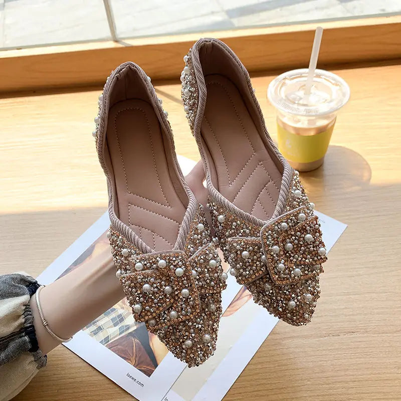 Ballerines Bijou des Profondeurs – Cristaux & Nœud Scintillant