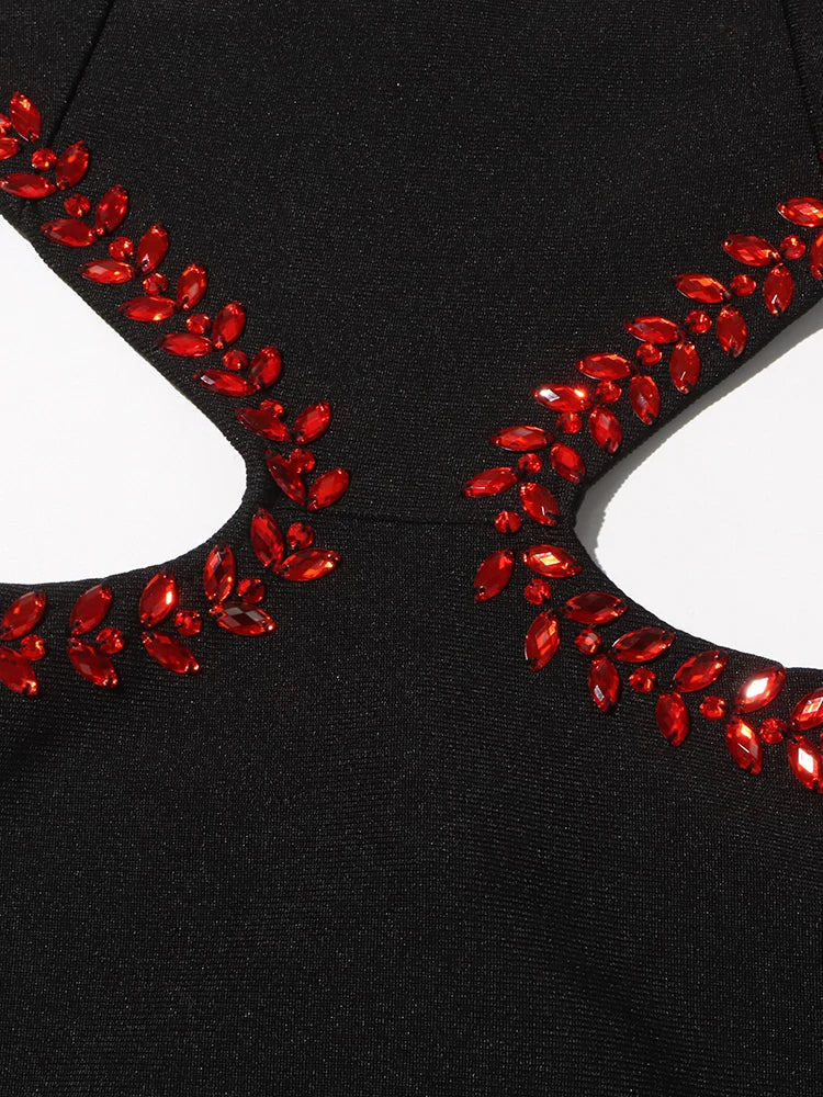 Robe Noire Vampire aux Découpes Rouge Sang