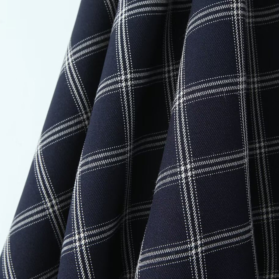 Classic Retro Plaid, Deep U-Neck, A-Line, Mini Dress