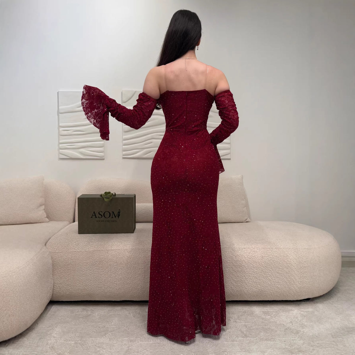 Robe Sirène Grenat à Sequins – Élégance Vampirique
