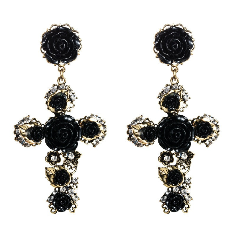 The Crosses of the Night — Baroque Rose Earrings
