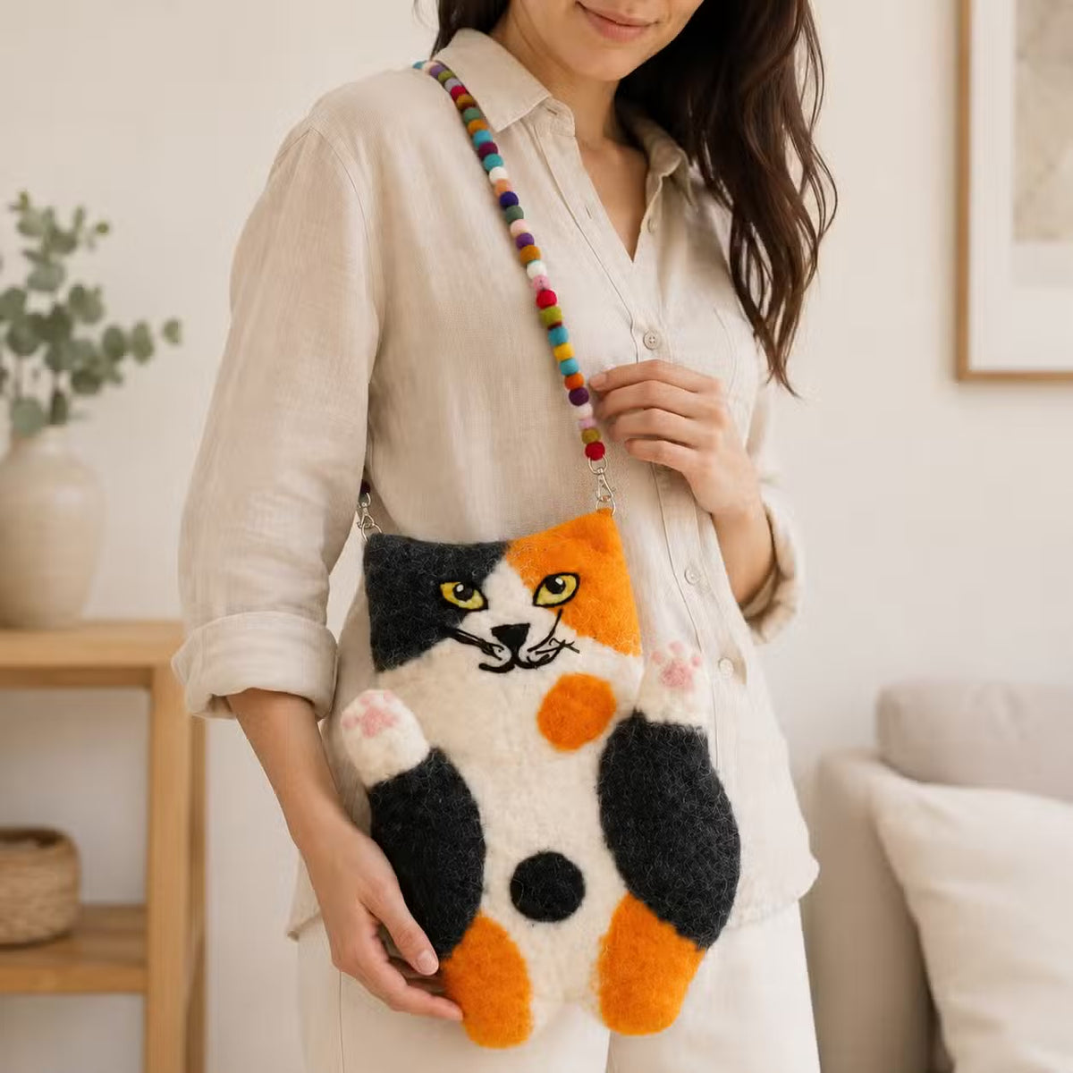 Sac bandoulière Chat Tricolore – Whitney, la Gardienne Fauve