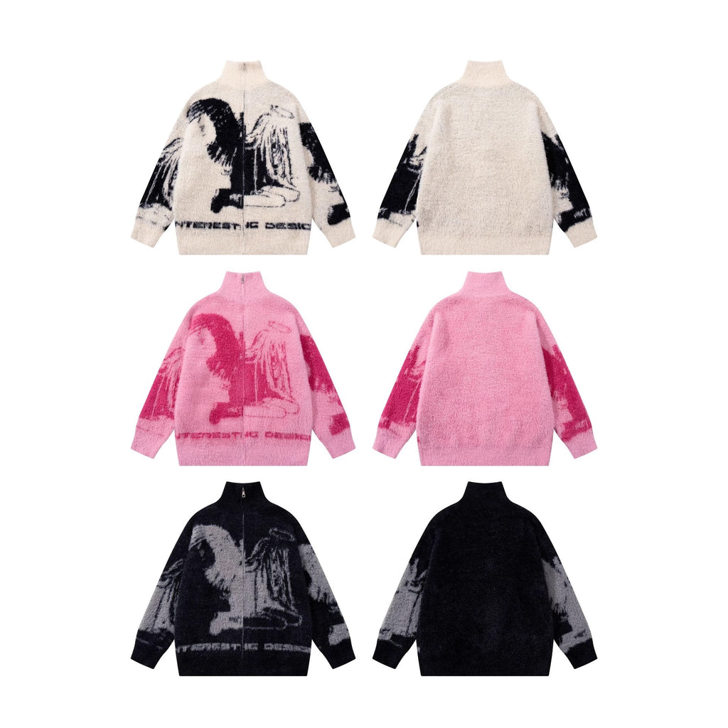 Sweat oversize demi-zip Dark Angel – Ange gothique