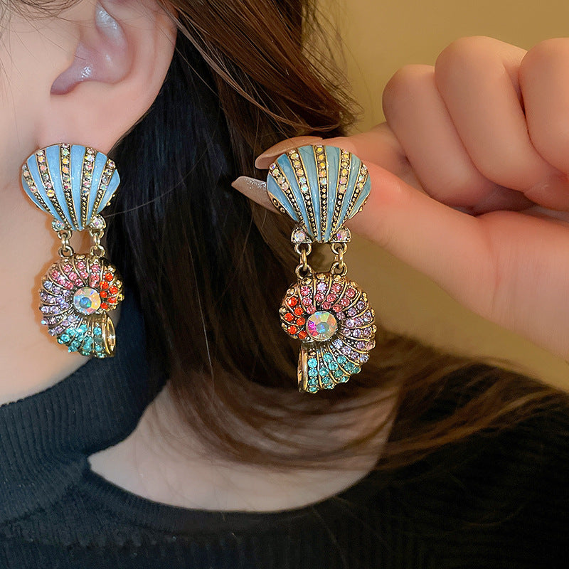 Collier & boucles d’oreilles coquillage perlé – trésor des abysses