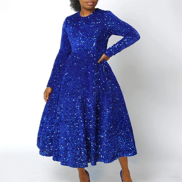 Robe Éclat de Minuit – Velours & Sequins