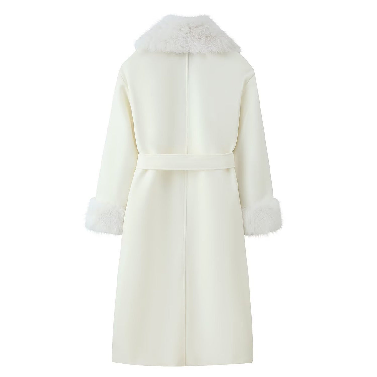 Manteau Impérial d’Hiver – Long Col Fourrure & Taille Ceinturée
