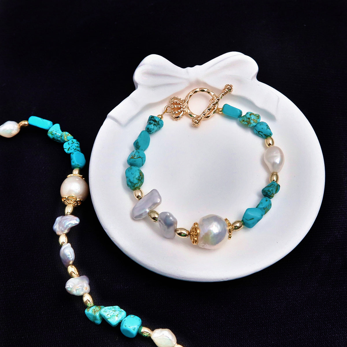 Trésor des Profondeurs – Parure Turquoise & Perles Baroques