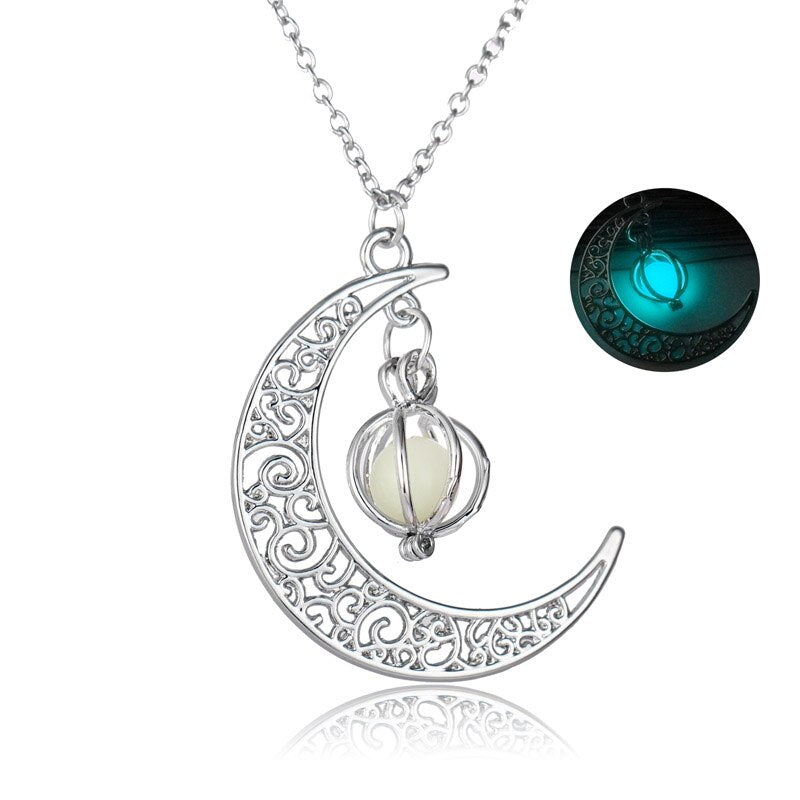 Lueur de Salem — Collier Lune & Citrouille Lumineuse