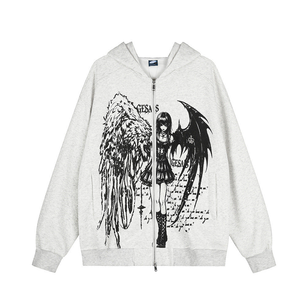 Hoodie Homme « Fallen Angel » – Ailes Gothiques & Esprit Grunge
