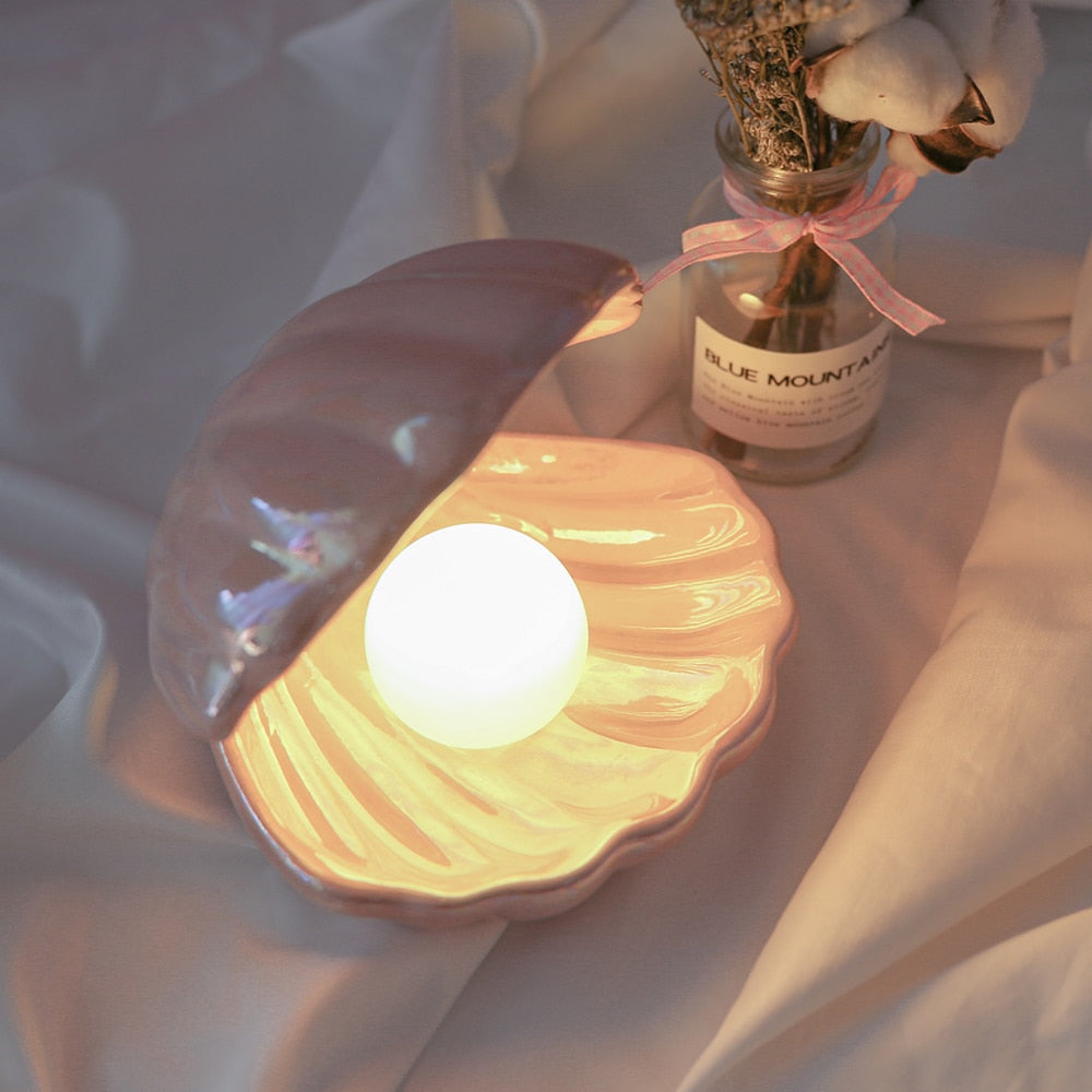 Veilleuse Coquillage & Perle – Lueur des Abysses