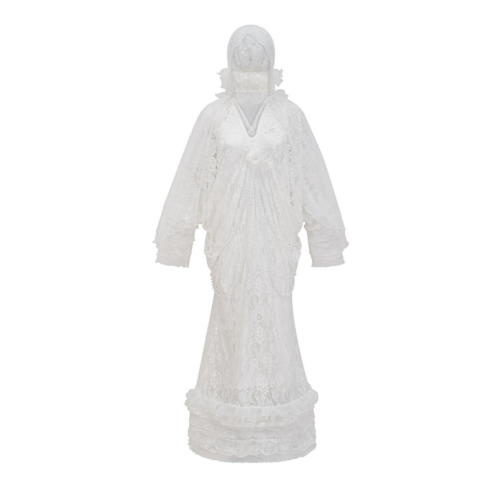 Robe Spectrale Victorienne avec Voile – Blanche ou Noire