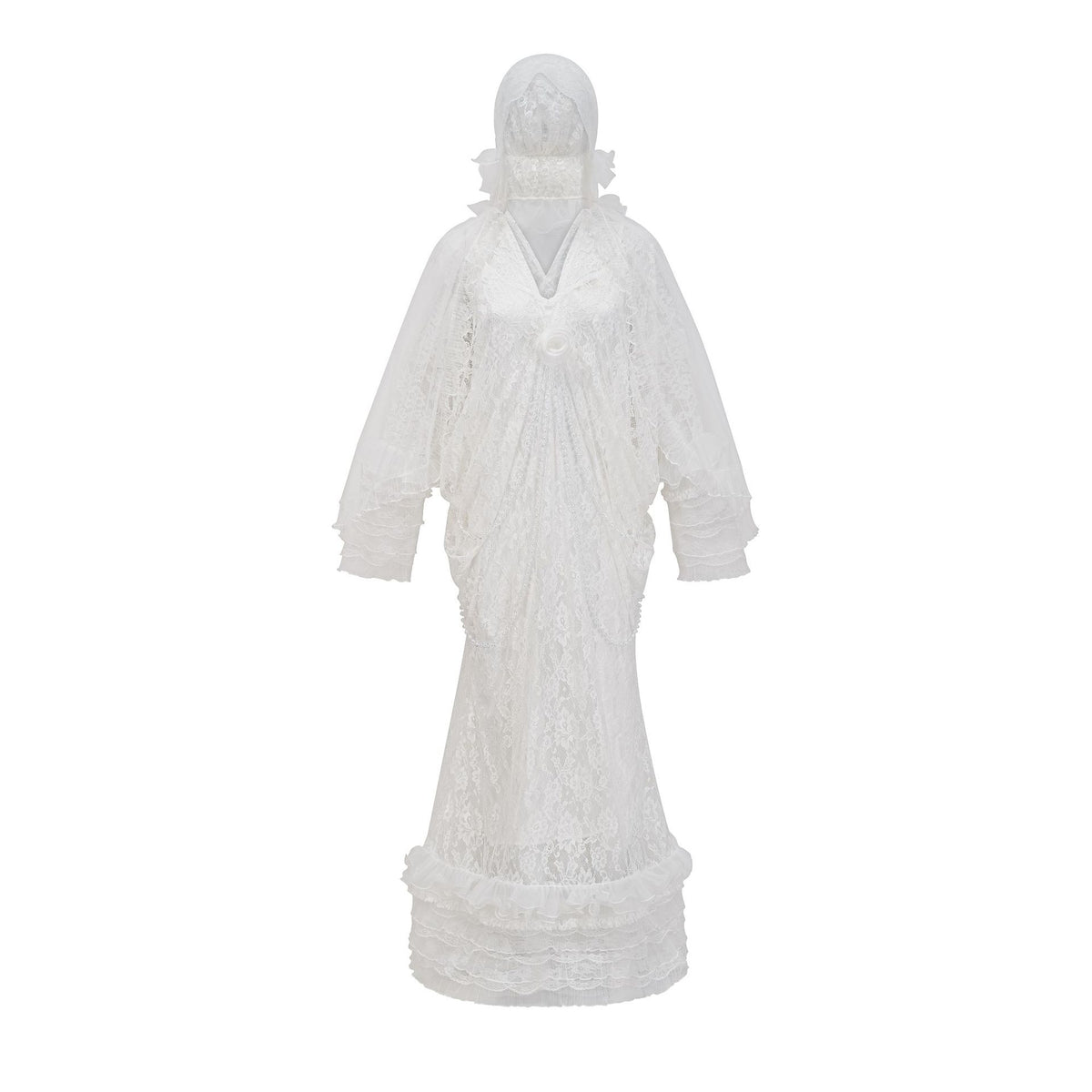 Robe Spectrale Victorienne avec Voile – Blanche ou Noire