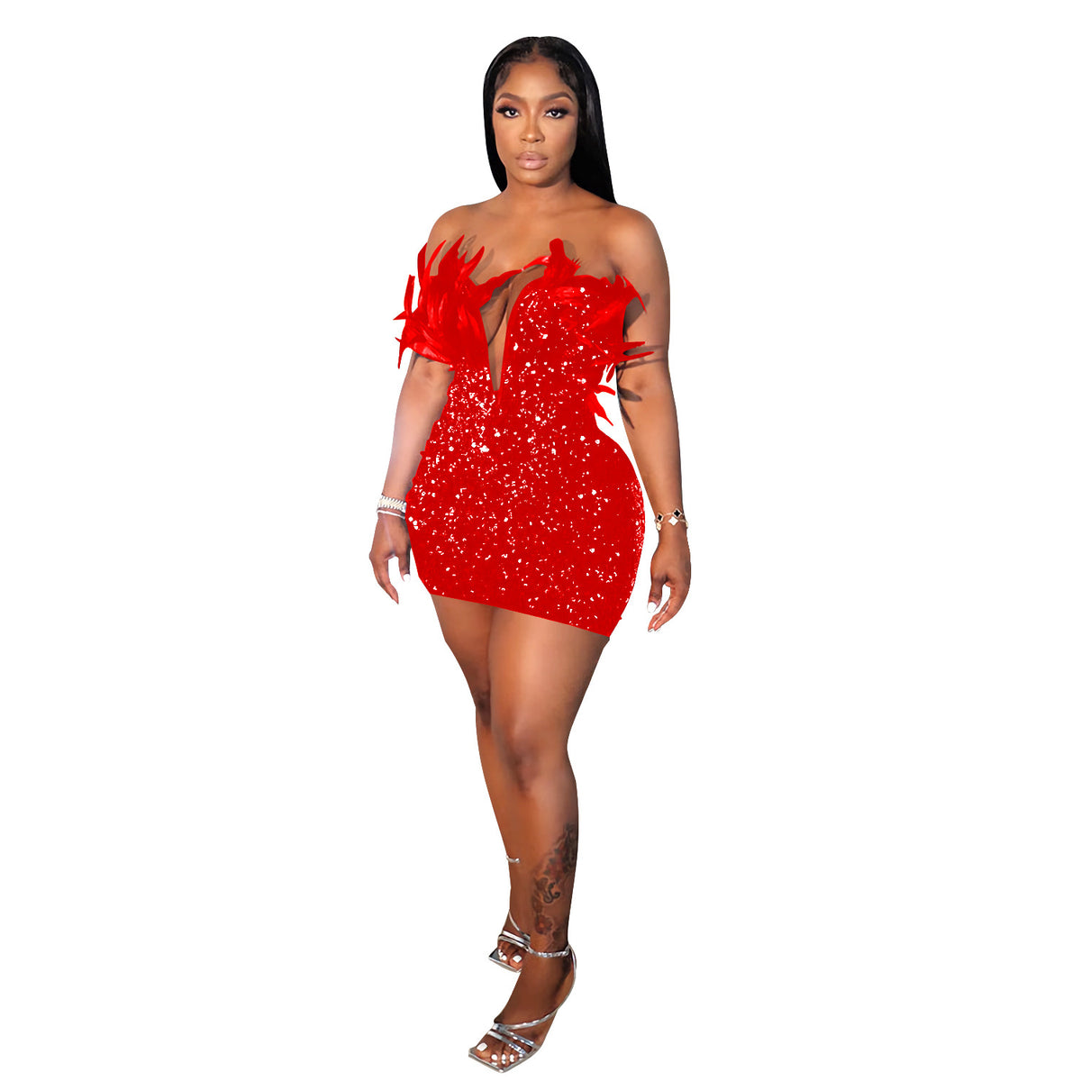 Robe Cabaret des Ombres – Paillettes & Plumes