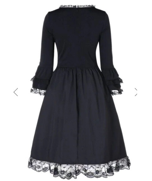 The Midnight Widow - Black Gothic Corset & Lace Dress