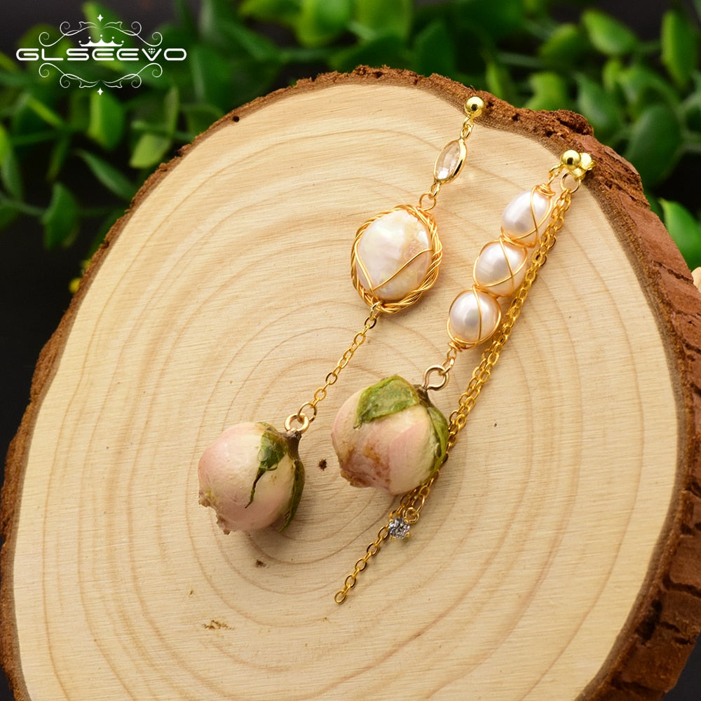 🌹 Les Perles de la Rose Engloutie — Boucles d’Oreilles Baroques