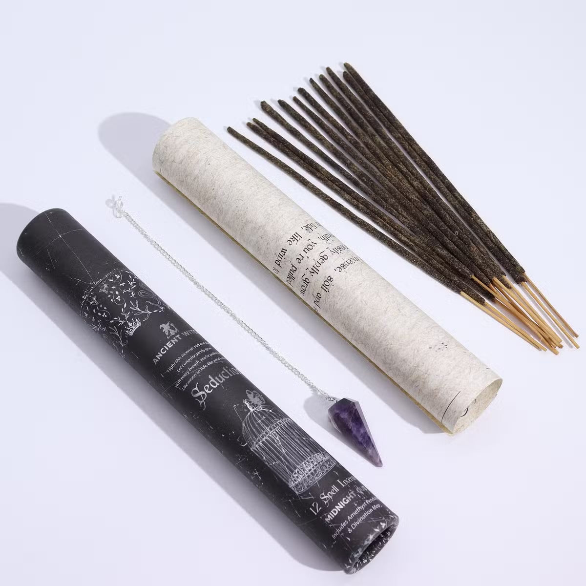 Sortilège de Séduction – Encens Rituel & Pendule d’Améthyste