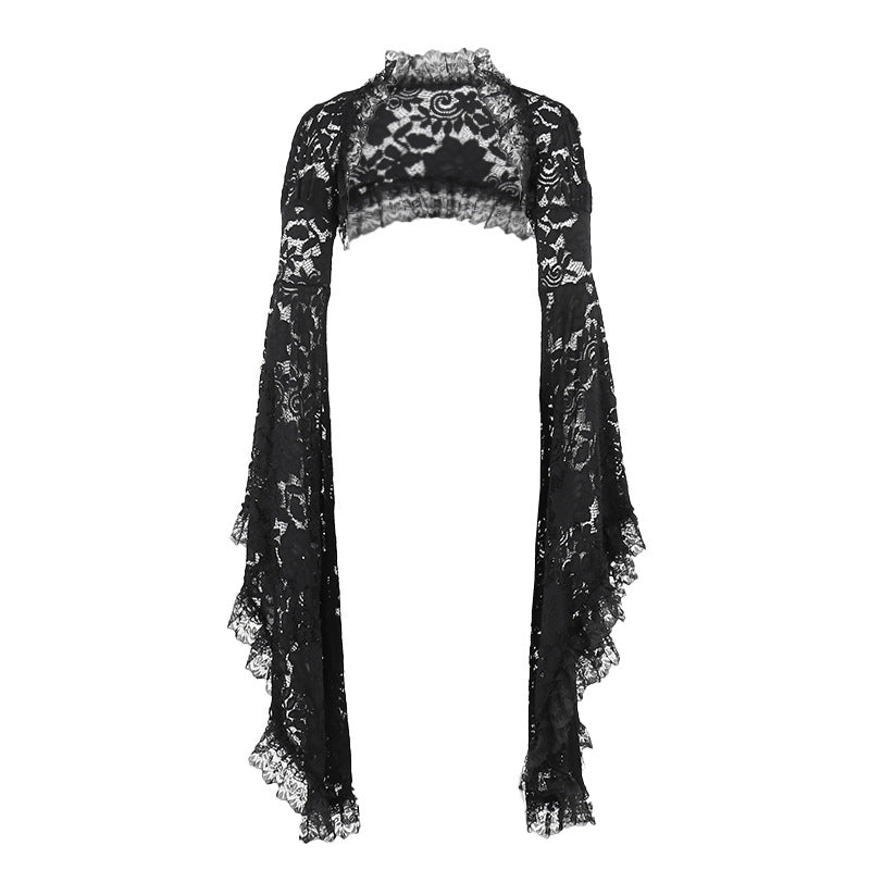 ❄️ The Black Queen's Veil — Long Goth Lace Dress