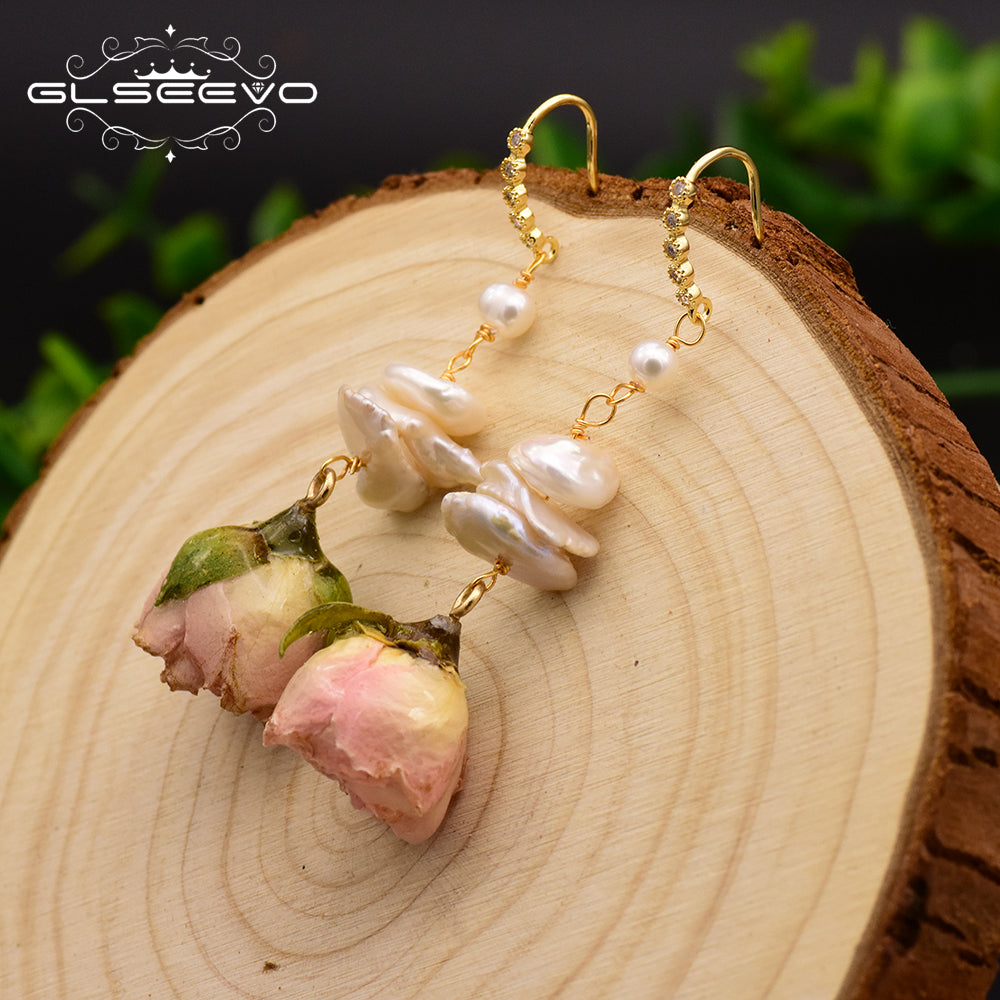 🌹 Les Perles de la Rose Engloutie — Boucles d’Oreilles Baroques