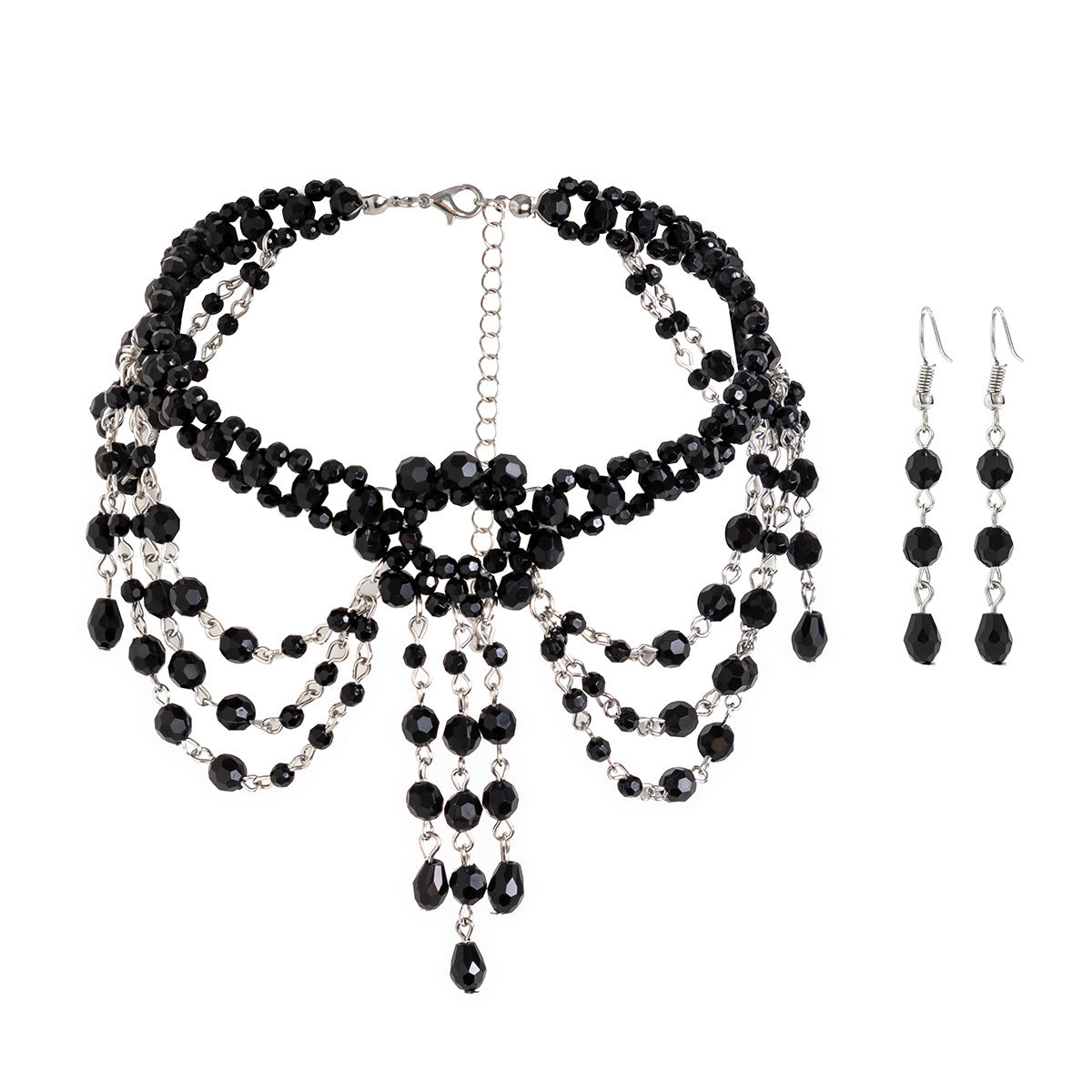Le Collier des Ombres – Ras-de-cou gothique à perles noires