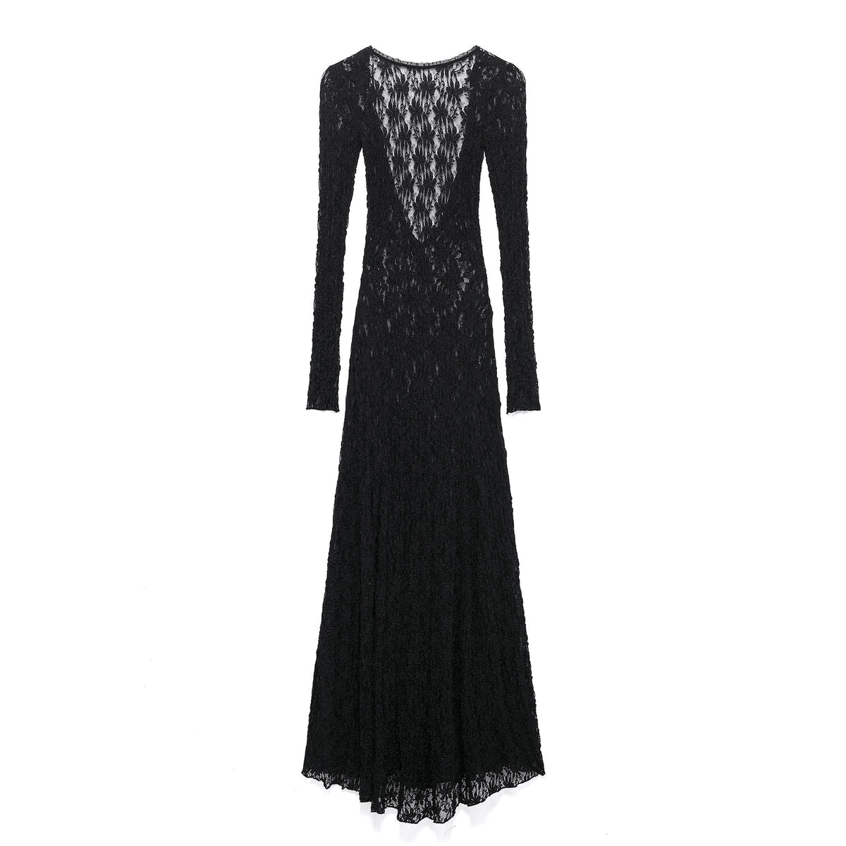 Robe Nocturne en Dentelle Noire – Dos Nu & Élégance Gothique