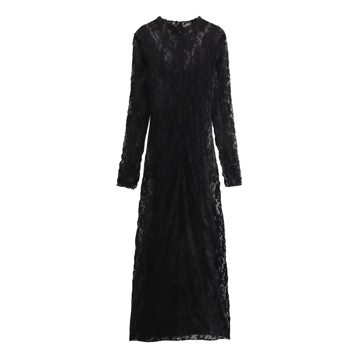 Le Serment de l’Ange Déchu — Robe Longue Noire en Dentelle