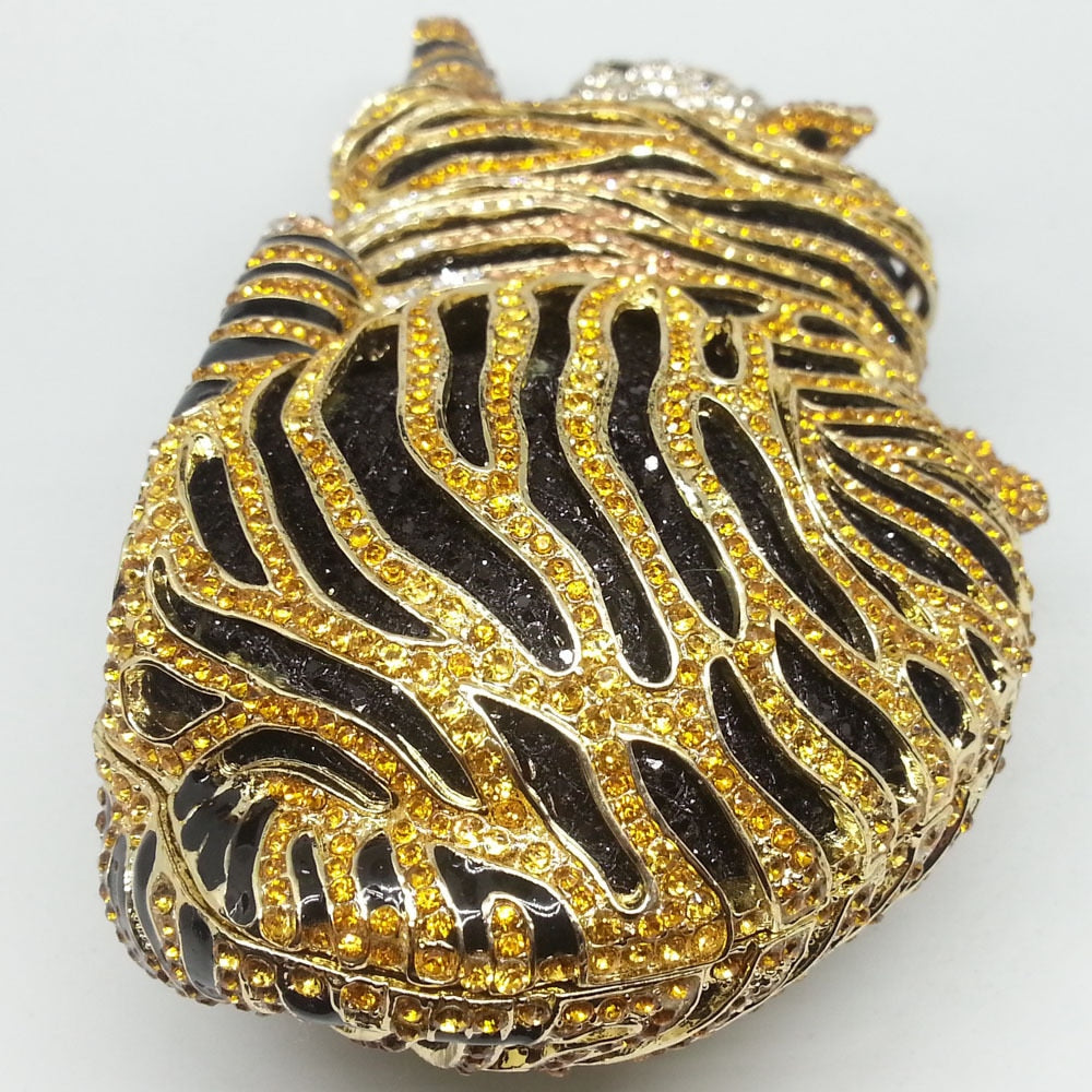 Minaudière Tigre Doré – Sac Bijou Cristaux & Strass