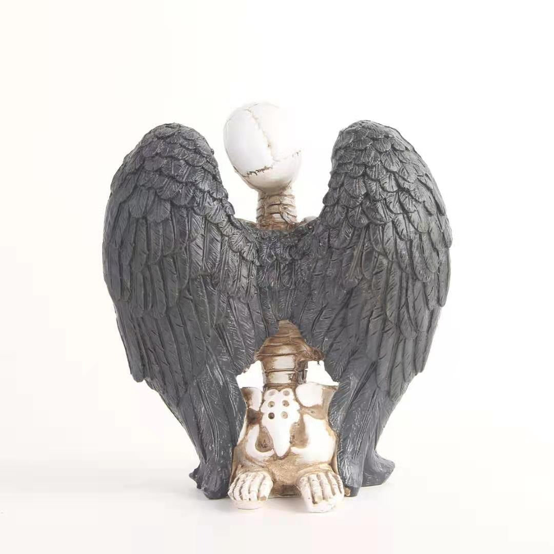 L’Ange Condamné — Figurine Squelette aux Ailes Noires